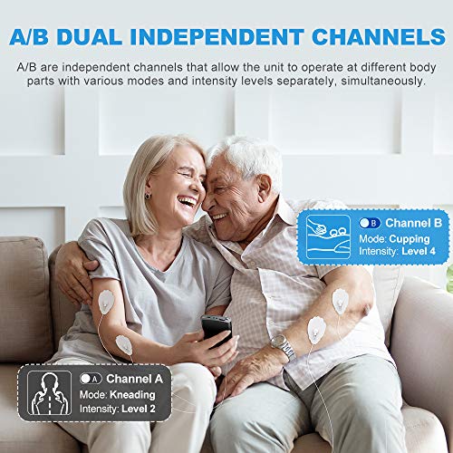 NURSAL Dual Channel EMS TENS Unit 24 Modes Muscle Stimulator for Pain Relief ...