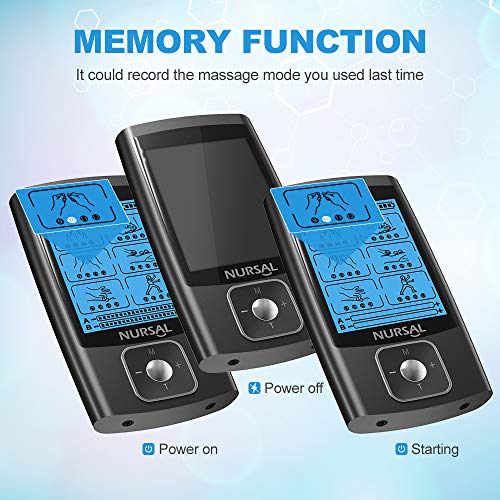 NURSAL Dual Channel EMS TENS Unit 24 Modes Muscle Stimulator for Pain Relief ...