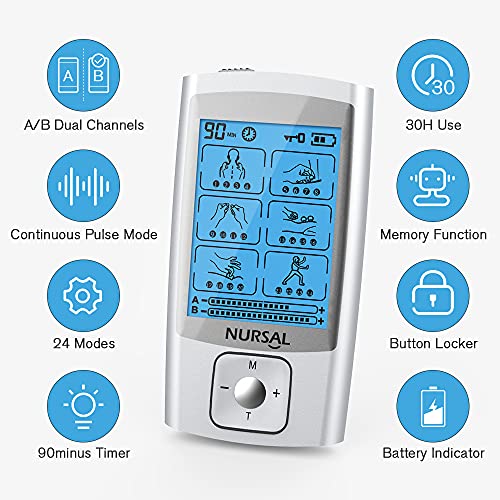 NURSAL TENS Unit Muscle Stimulator Machine for Pain Relief Therapy, Electric ...