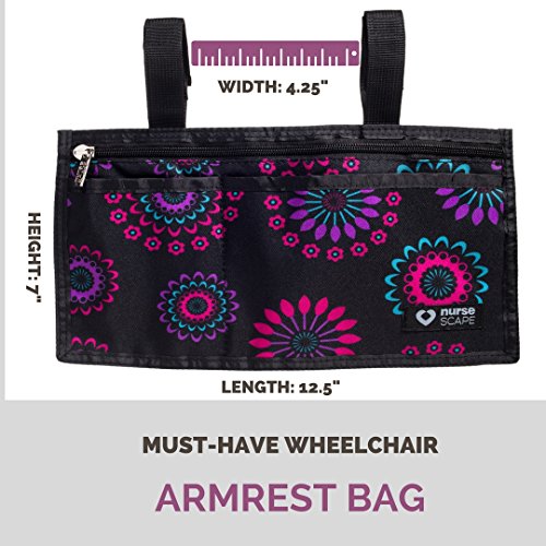 Wheelchair Armrest Pouch Organizer Bag for Side of Chair, 3 Pocket Tote, Arm ...