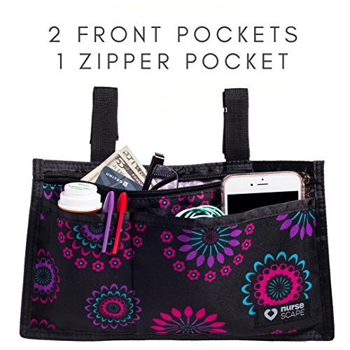 Wheelchair Armrest Pouch Organizer Bag for Side of Chair, 3 Pocket Tote, Arm ...