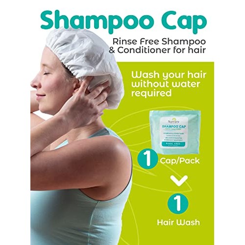 No Water Rinse Free Shampoo Cap (6-Pack) | Microwaveable Shower Cap That Sham...