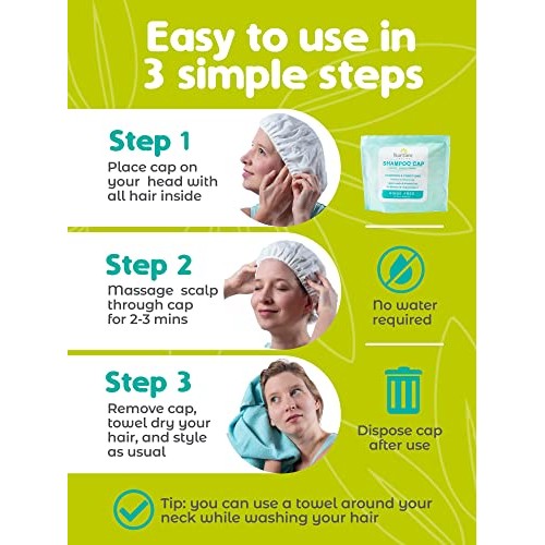 No Water Rinse Free Shampoo Cap (6-Pack) | Microwaveable Shower Cap That Sham...