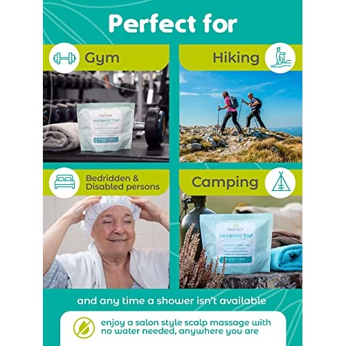 No Water Rinse Free Shampoo Cap (6-Pack) | Microwaveable Shower Cap That Sham...