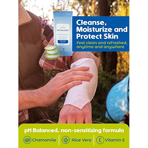 Rinse Free Bathing Wipes (6-Pack) | 48 Microwavable Adult No Water Rinse Free...