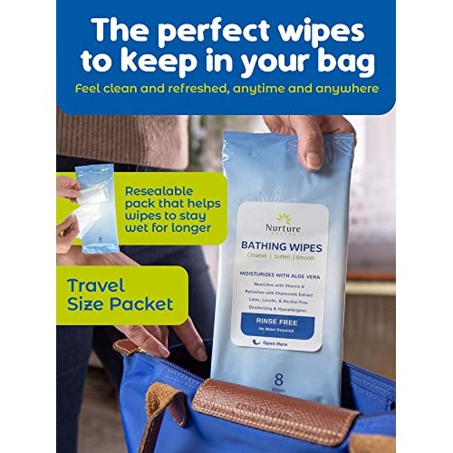 Rinse Free Bathing Wipes (6-Pack) | 48 Microwavable Adult No Water Rinse Free...
