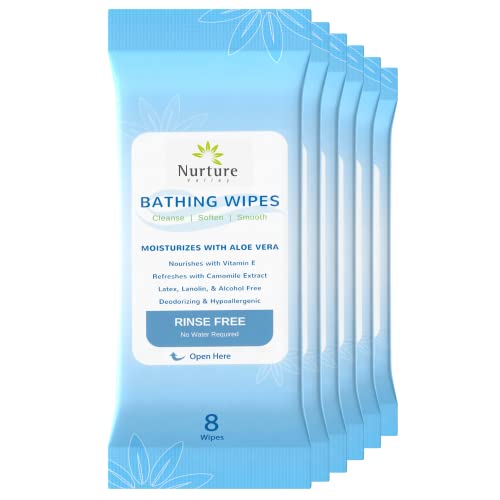 Rinse Free Bathing Wipes (6-Pack) | 48 Microwavable Adult No Water Rinse Free...