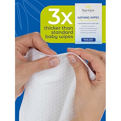 Rinse Free No Shower Bathing Wipes (40 Pack) | Individual Travel Gym Waterles...