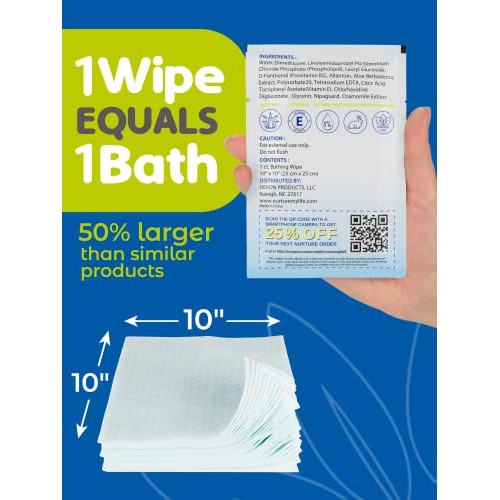 Rinse Free No Shower Bathing Wipes (40 Pack) | Individual Travel Gym Waterles...