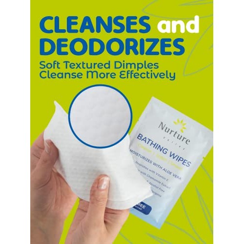 Rinse Free No Shower Bathing Wipes (40 Pack) | Individual Travel Gym Waterles...