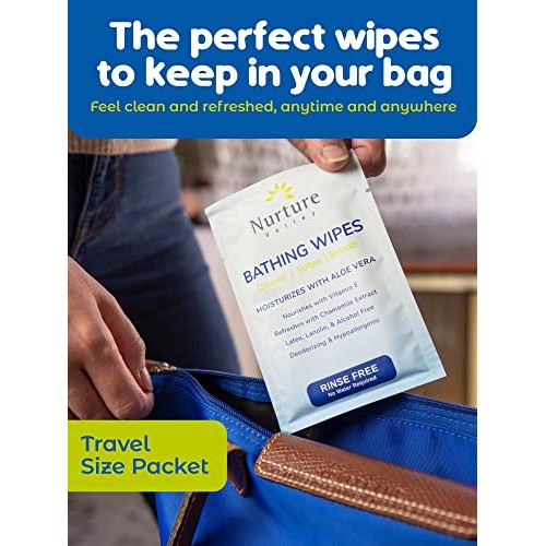 Rinse Free No Shower Bathing Wipes (40 Pack) | Individual Travel Gym Waterles...