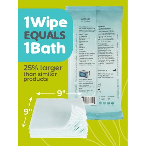Ultra Thick Rinse Free No Shower Body Bathing Wipes (12 pack) | 120 Extra Lar...