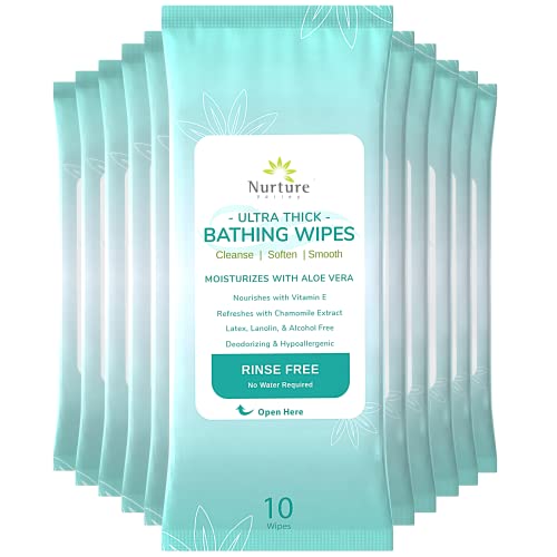 Ultra Thick Rinse Free No Shower Body Bathing Wipes (12 pack) | 120 Extra Lar...