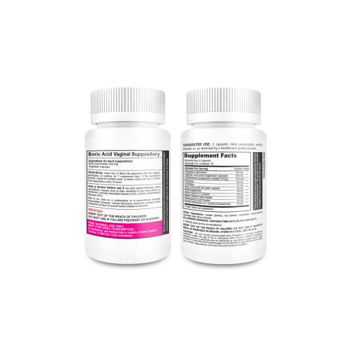 NutraBlast Boric Acid Vaginal Suppositories 600mg (30 Count) w/Feminine Balan...