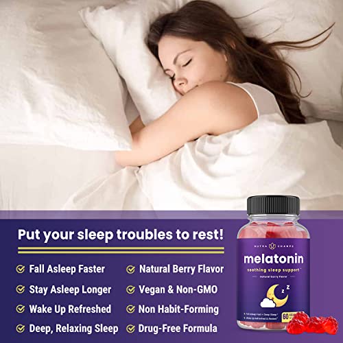 Melatonin Gummies for Kids & Adults | Natural Sleep Aid Drug-Free, Vegan Berr...