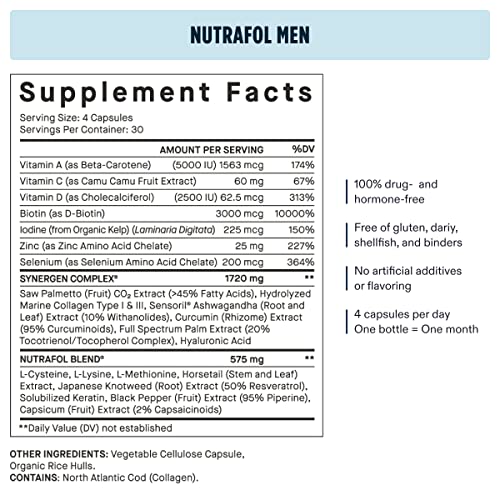 Nutrafol Men's Hair Growth Supplement, Clinically Proven for Thicker-Looking,...