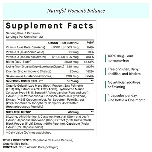 Nutrafol Women’s Balance Menopause Supplement, Clinically Proven Hair Growth ...