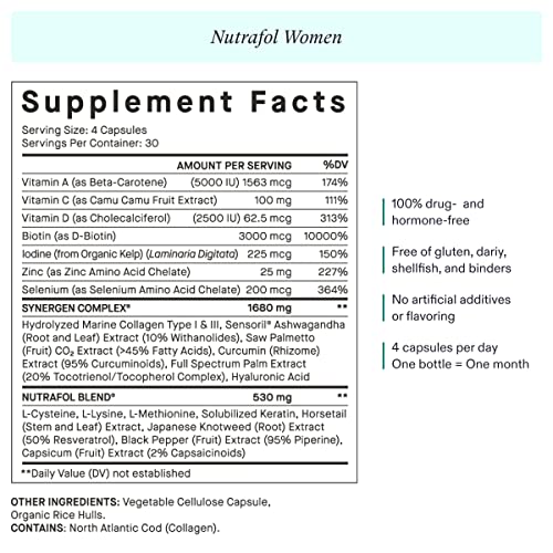 Nutrafol Women's Hair Growth Supplement, Clinically Proven for Thicker-Lookin...
