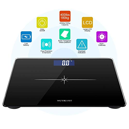 NUTRI FIT Extra-Wide/Ultra-Thick Digital Body Weight Bathroom Scale with 3 In...