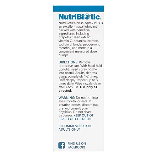 NutriBiotic Nasal Spray Plus 1 Fl Oz | Nasal Lubricant Plus GSE, Xylitol & Bo...