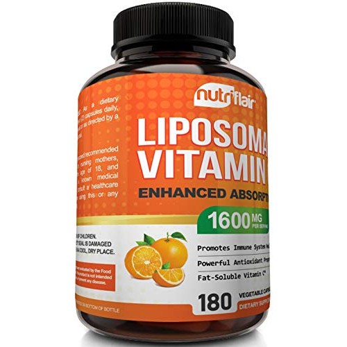 NutriFlair Liposomal Vitamin C 1600mg, 180 Capsules - High Absorption, Fat So...