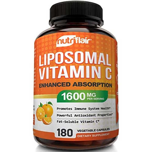 NutriFlair Liposomal Vitamin C 1600mg, 180 Capsules - High Absorption, Fat So...