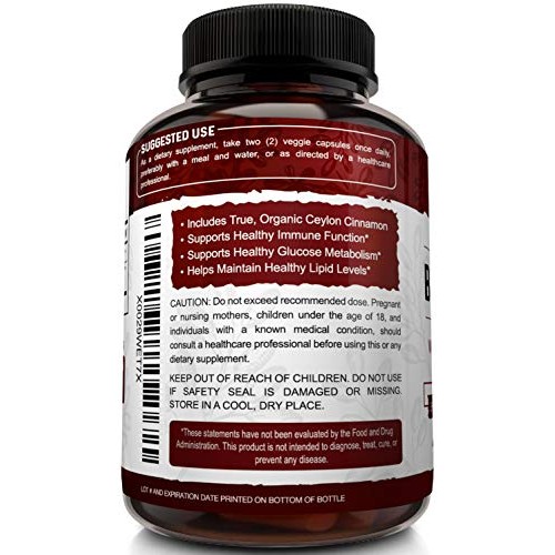 NutriFlair Premium Berberine HCL 1200mg Plus Pure, True Ceylon Cinnamon - 120...