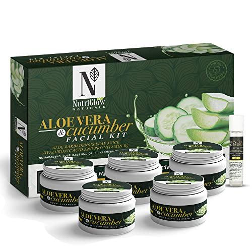 NutriGlow Natural's Aloe Vera & Cucumber Facial Kit For Radiant Skin, Repleni...