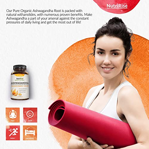 Organic Ashwagandha Capsules - High Potency 1300 mg: Ultimate Natural Sleep S...