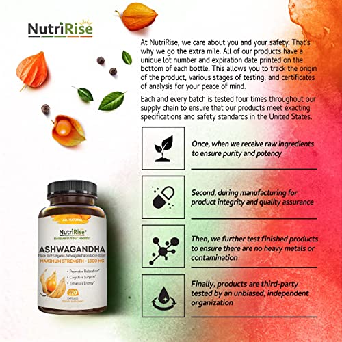 Organic Ashwagandha Capsules - High Potency 1300 mg: Ultimate Natural Sleep S...
