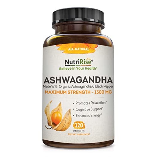 Organic Ashwagandha Capsules - High Potency 1300 mg: Ultimate Natural Sleep S...