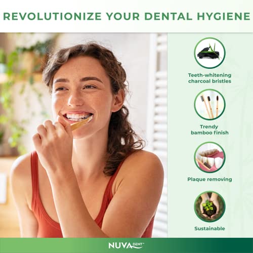 Bamboo Toothbrushes, Charcoal Toothbrushes, Soft Bristle Toothbrush - Natural...