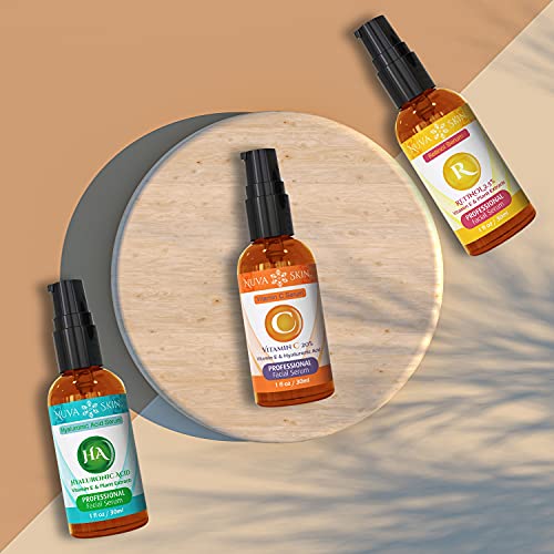NUVA SKIN - 3 Pack Anti Aging Serum for Face - Vitamin C Serum for Face, Reti...