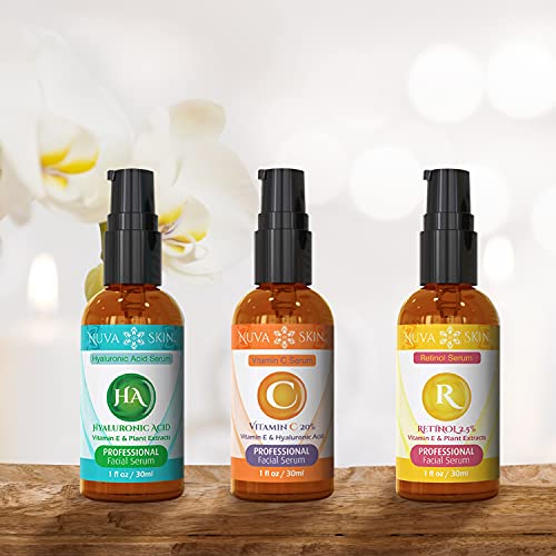 NUVA SKIN - 3 Pack Anti Aging Serum for Face - Vitamin C Serum for Face, Reti...