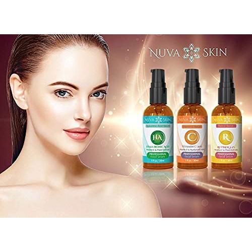 NUVA SKIN - 3 Pack Anti Aging Serum for Face - Vitamin C Serum for Face, Reti...