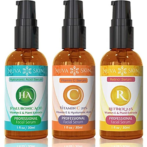 NUVA SKIN - 3 Pack Anti Aging Serum for Face - Vitamin C Serum for Face, Reti...