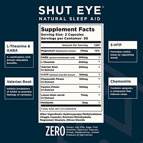 Shut Eye Natural Sleep Aid | Herbal Relaxation Supplement Made with Valerian ...