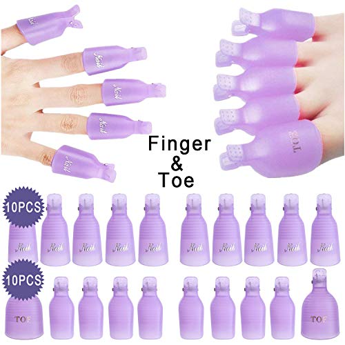 INFILILA Nail Polish Remover Clip Set-20pcs Nail Clip Caps Nail Soak Off Clip...
