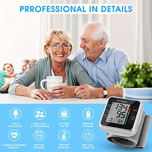 Blood Pressure Monitor, NYANDU Wrist BP Monitor Irregular Heart Beat Detectio...