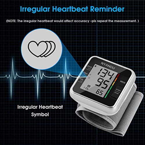 Blood Pressure Monitor, NYANDU Wrist BP Monitor Irregular Heart Beat Detectio...