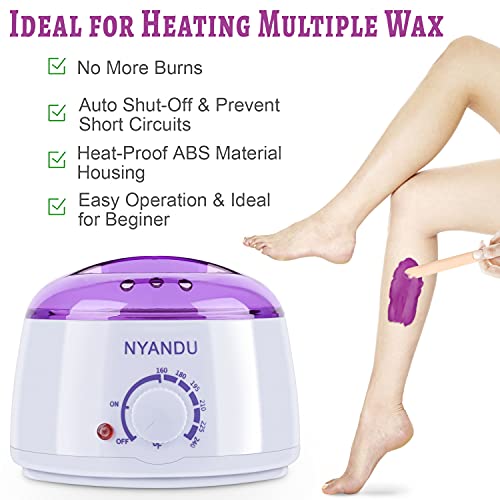 Waxing Kit for Women Men, NYANDU Wax Warmer for Hair Removal, 17.6 oz Wax Bea...