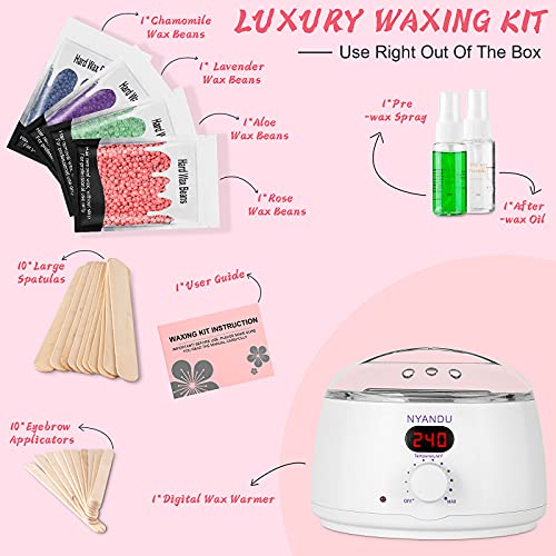 Waxing Kit, NYANDU Digital Wax Warmer for Women Men Coarse Hair Removal Wax B...
