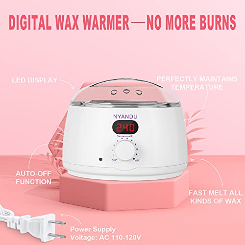 Waxing Kit, NYANDU Digital Wax Warmer for Women Men Coarse Hair Removal Wax B...