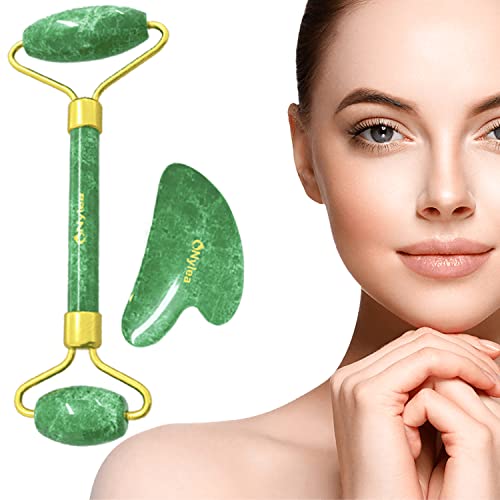 Nylea Jade Roller and Gua Sha Set, Face Roller - Facial Beauty Roller Tools, ...