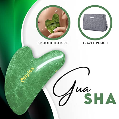 Nylea Jade Roller and Gua Sha Set, Face Roller - Facial Beauty Roller Tools, ...