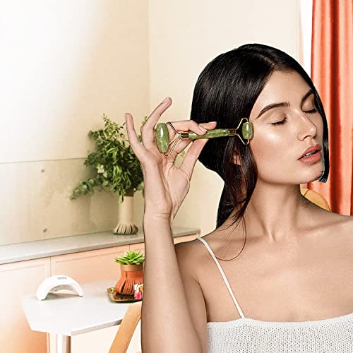 Nylea Jade Roller and Gua Sha Set, Face Roller - Facial Beauty Roller Tools, ...