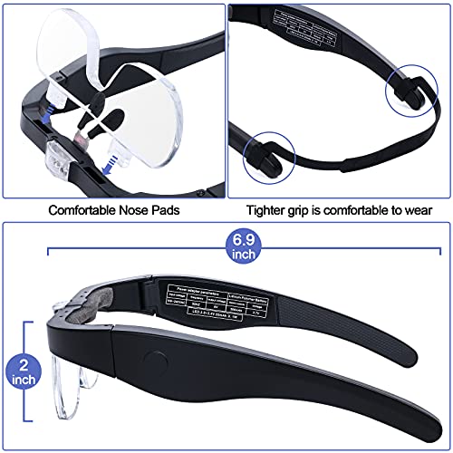 Head Magnifying Glass with Light Rechargeable Headband Magnifier for Close Wo...