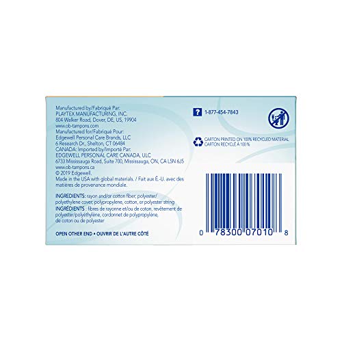 o.b. Applicator Free Digital Tampons, Super Plus - 40 Count, saSAXDS