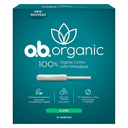 o.b. Organic Tampons with New Plant-Based Applicator, 100% Organic Cotton, Su...