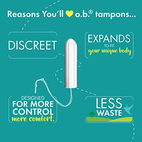 o.b. Original Non-Applicator Tampons, Regular, Super, & Super Plus Absorbanci...